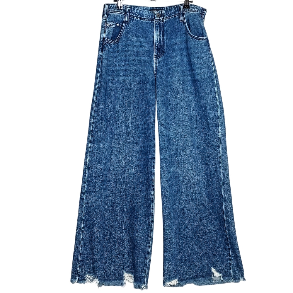 Sincerely Jules Women 9/29 High-rise Baggy Distressed Frayed Flare Relaxed Jeans